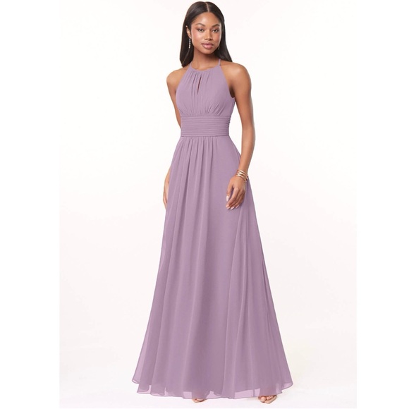 Azazie Dresses & Skirts - Azazie Women's Purple Halter Bonnie Bridesmaid Dress A8 A10 Maxi Long Sleeveless